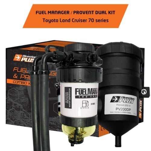 Fuel Manager Pre-Filter + Provent Dual Kit - Toyota Landcruiser 70 Series - Direction Plus