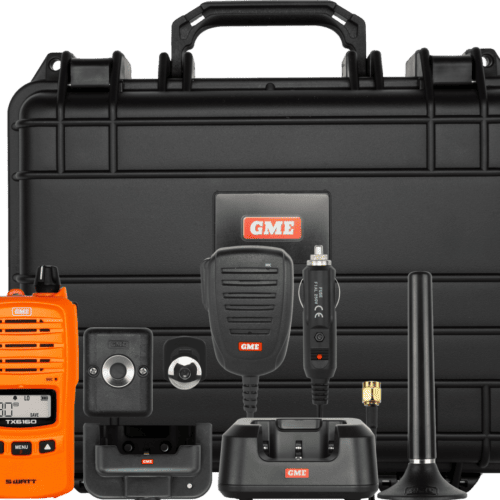 5/1 Watt IP67 UHF CB Handheld Radio - Blaze Orange Car Kit - GME